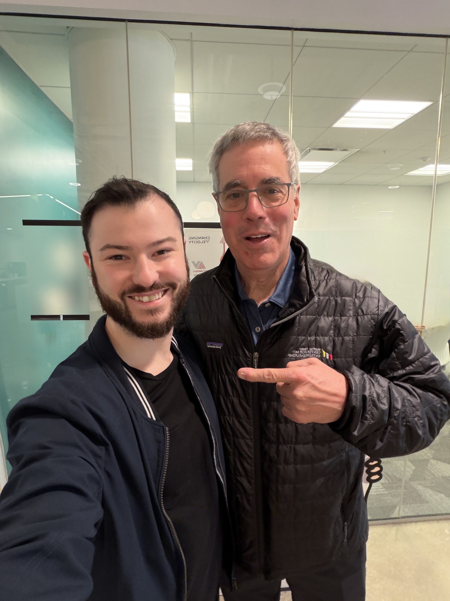 Frederic with Bill Aulet at the Martin Trust Center for MIT Entrepreneurship